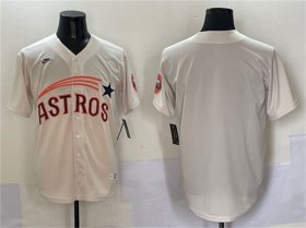 Cheap Men\'s Houston Astros Blank Cream Throwback Cooperstown Collection Limited Stitched Baseball Jersey