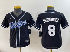 Cheap Youth Los Angeles Dodgers #8 Enrique Hernandez Black Stitched Baseball Jersey