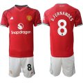 Cheap Men's Manchester United #8 Bruno Fernandes 2025-26 Red Home Soccer Jersey Suit