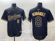 Cheap Men's Los Angeles Dodgers #8 Enrique Hernandez Black Gold Limited Stitched Jersey