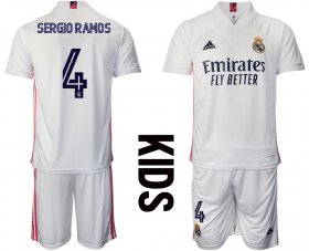 Wholesale Cheap Youth 2020-2021 club Real Madrid home 4 white Soccer Jerseys