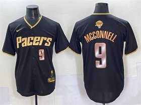 Cheap Men\'s Indiana Pacers #9 T.J. McConnell Black Gold 2025 Finals Vapor Stitched Baseball Jersey