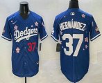Cheap Men's Los Angeles Dodgers #37 Teoscar Hernandez Blue 2025 Tokyo Series Limited Jersey