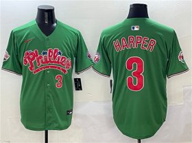 Cheap Men\'s Philadelphia Phillies #3 Bryce Harper Green Phanatic Limited Stitched Jersey