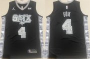 Cheap Men's San Antonio Spurs #4 De'Aaron Fox Black 2024-25 Statement Edition Stitched Basketball Jersey