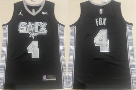 Cheap Men\'s San Antonio Spurs #4 De\'Aaron Fox Black 2024-25 Statement Edition Stitched Basketball Jersey