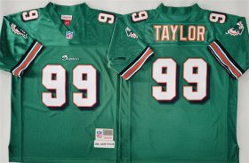 Men\'s Miami Dolphins #99 Jason Taylor Aqua Throwback Stitched Football Jersey