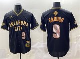 Cheap Men's Oklahoma City Thunder #9 Alex Caruso Black Gold 2025 Finals Vapor Stitched Baseball Jersey