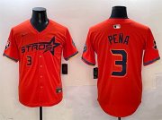 Cheap Men's Houston Astros #3 Jeremy Pena Orange 2025 City Connect With Texas Patch Limited Stitched Baseball Jersey