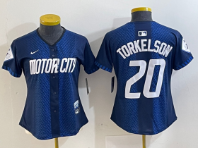 Cheap Women\'s Detroit Tigers #20 Spencer Torkelson 2024 Navy City Connect Cool Base Limited Stitched Jersey