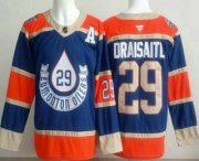 Cheap Men's Edmonton Oilers #29 Leon Draisaitl Blue Heritage Classic Authentic Jersey