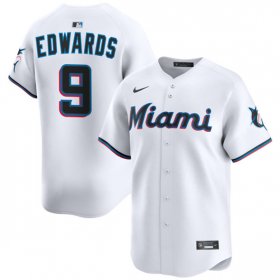 Men\'s Miami Marlins #9 Xavier Edwards White 2024 Home Limited Stitched Baseball Jersey