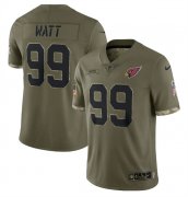 Wholesale Cheap Men's Arizona Cardinals #99 J.J. Watt 2022 Olive Salute To Service Limited Stitched Jersey