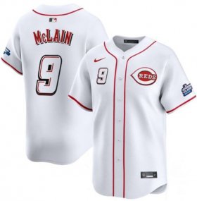 Cheap Men\'s Cincinnati Reds #9 Matt McLain White 2025 Speedway Classic Home Limited Stitched Baseball Jersey