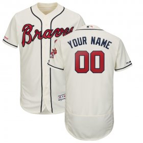 Wholesale Cheap Atlanta Braves Majestic Alternate 2019 Authentic Collection Flex Base Custom Jersey Cream
