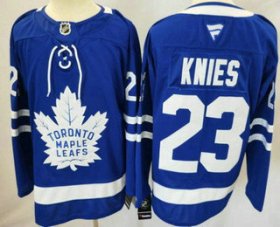 Men\'s Toronto Maple Leafs #23 Matthew Knies Blue Authentitc Jersey