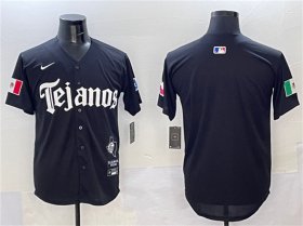 Cheap Men\'s Texas Rangers Blank Black Mexico 2025 Vapor Premier Limited Stitched Baseball Jersey