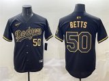 Cheap Men's Los Angeles Dodgers #50 Mookie Betts Black Gold Limited Stitched Jersey