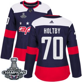 Wholesale Cheap Adidas Capitals #70 Braden Holtby Navy Authentic 2018 Stadium Series Stanley Cup Final Champions Women\'s Stitched NHL Jersey