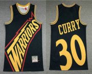 Wholesale Cheap Men's Golden State Warriors #30 Stephen Curry Black Big Face Mitchell Ness Hardwood Classics Soul Swingman Throwback Jersey
