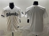 Cheap Men's Milwaukee Brewers Blank White 'Gothic 414 Shadows Edition' Vapor Premier Limited Stitched Jersey