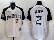 Cheap Men's New York Yankees #2 Derek Jeter White Black 'Gothic Legacy Edition' Vapor Premier Limited Stitched Baseball Jersey