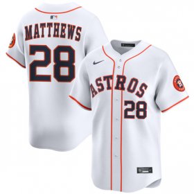 Cheap Men\'s Houston Astros #28 Brice Matthews White 2025 Home Limited Stitched Baseball Jersey