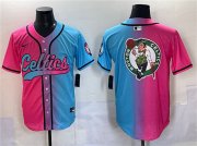 Men's Boston Celtics Team Big Logo Pink Blue Limited Stitched Baseball Jersey Cheap Wholesale