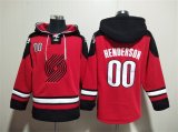 Cheap Men's Portland Trail Blazers #00 Scoot Henderson Red Lace-Up Pullover Hoodie