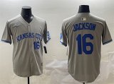 Men's Kansas City Royals #16 Bo Jackson Gray 2024 Away Limited Stitched Baseball Jersey Cheap