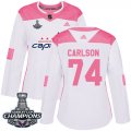 Wholesale Cheap Adidas Capitals #74 John Carlson White/Pink Authentic Fashion Stanley Cup Final Champions Women's Stitched NHL Jersey