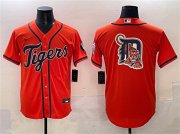 Men's Detroit Tigers Team Big Logo Orange With Patch Cool Base Stitched Baseball Jersey Cheap