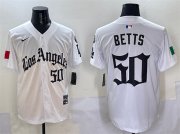 Cheap Men's Los Angeles Dodgers #50 Mookie Betts White Mexico 2025 LA Gothic Style With Fernando Patch Vapor Premier Limited Stitched Baseball Jersey
