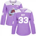 Wholesale Cheap Adidas Avalanche #33 Patrick Roy Purple Authentic Fights Cancer Women's Stitched NHL Jersey
