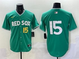 Men\'s Boston Red Sox #15 Dustin Pedroia Green 2025 City Connect Limited Stitched Baseball Jersey