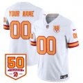 Cheap Men's Tampa Bay Buccaneers Active Player Custom White 2025 F.U.S.E. 50th Anniversary Patch Vapor Limited Football Stitched Jersey