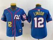Cheap Youth National League #12 Francisco Lindor Blue 2025 All-Star Edition Limited Stitched Baseball Jersey