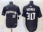 Cheap Men's Pittsburgh Pirates #30 Paul Skenes Black 'Gothic Steel City Edition' Vapor Limited Stitched Baseball Jersey