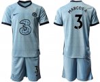 Wholesale Cheap Men 2020-2021 club Chelsea away Light blue 3 Soccer Jerseys