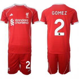 Men\'s Liverpool #2 Joe Gomez 2025 Red Home Soccer Jersey Suit