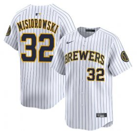 Cheap Men\'s Milwaukee Brewers #32 Jacob Misiorowski White Alternate Limited Stitched Baseball Jersey