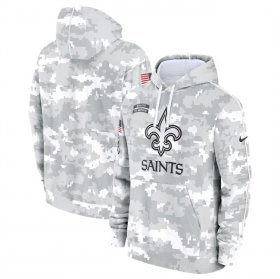Men\'s New Orleans Saints 2024 Arctic Camo Salute To Service Club Fleece Pullover Hoodie