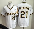 Cheap Men's Pittsburgh Pirates #21 Roberto Clemente White Stitched Baseball Jersey