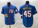 Cheap Men's National League #45 Zack Wheeler Blue 2025 All-Star Edition Limited Stitched Baseball Jersey