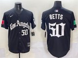 Cheap Men's Los Angeles Dodgers #50 Mookie Betts Black Mexico 2025 LA Gothic Style With Fernando Patch Vapor Premier Limited Stitched Baseball Jersey