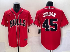 Men\'s Chicago Bulls #45 Michael Jordan Red Cool Base Stitched Baseball Jersey