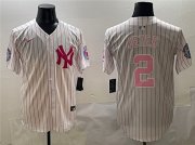 Cheap Men's New York Yankees #2 Derek Jeter Pink With Patch Limited Stitched Baseball Jersey