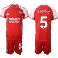 Men's Arsenal F.C #5 Thomas Red 2025 Home Soccer Jersey Suit Cheap