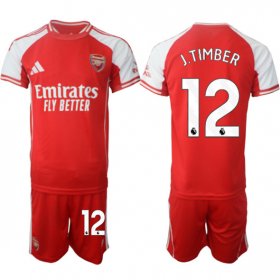 Men\'s Arsenal F.C #12 Jurrien Timber Red 2025 Home Soccer Jersey Suit Cheap