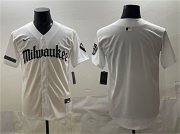 Cheap Men's Milwaukee Brewers Blank White 'Gothic 414 Shadows Edition' Vapor Premier Limited Stitched Jersey